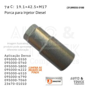 7#C PORCA SEXTAVADA Ø19.1×42.5×M17 PARA DENSO 5550, 0760, 5800, 6222, 6510, 6790, 7060, 23670-01010
