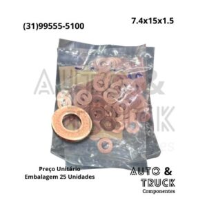ARRUELA ASSENTO COBRE 7,4 X 15,0 X 1,5