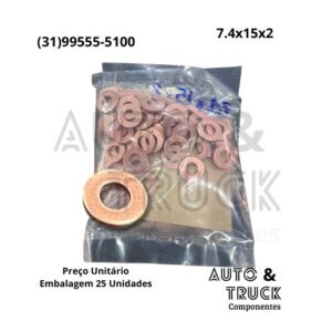 ARRUELA ASSENTO COBRE 7,4 X 15,0 X 2,0