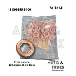 ARRUELA ASSENTO COBRE CUMMINS CRI 7,0 X 15,0 X 1,5
