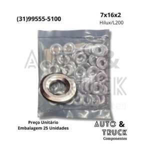 ARRUELA ASSENTO AÇO TOYOTA HILUX/L200 7,0 X 16,0 X 2,0
