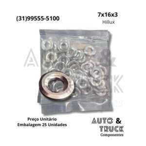 ARRUELA ASSENTO AÇO TOYOTA HILUX 7,0 X 16,0 X 3,0